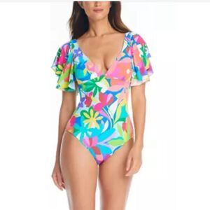 Bleu Rod Beattie Away We Go Ruffle Sleeve Mio One Piece Swimsuit